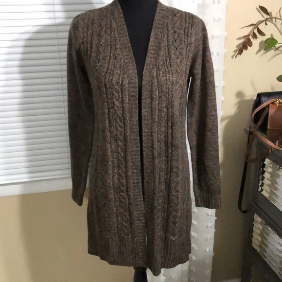 Karen‎ Scott Marled Knit Duster Cardigan color Java Marl Brown - Picture 1 of 4